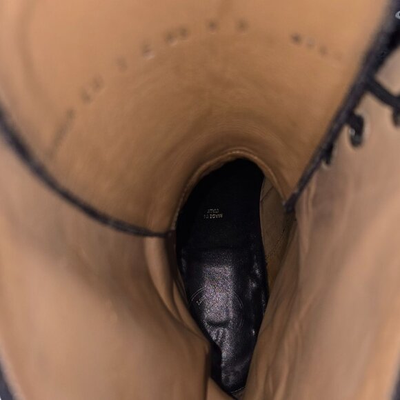 Bally of Switzerland Black Grain Leather Combat Boots Men 8 Wingtip Birbur Shoes - Picture 11 of 13